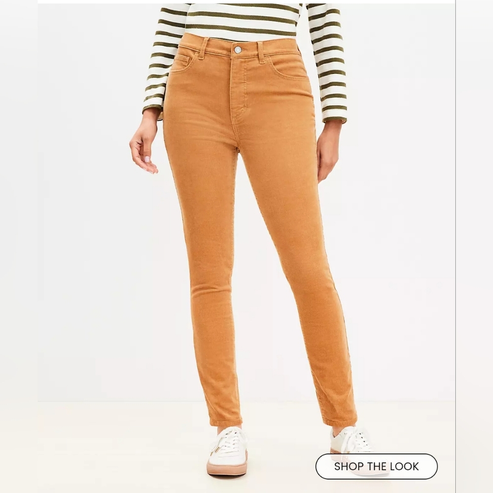 LOFT Camel Corduroy Slim Pants